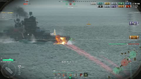 Carrier in Close Combat with a enemy Battleship